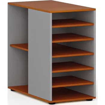 Policová skříň Přístavná policová skříňka k pracovnímu stolu PRIMO GRAY, levá, šedá/třešeň