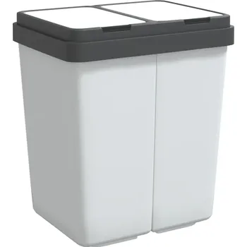 Odpadkový koš Dvojitý koš na tříděný odpad 2 x 25 l, bílý, 43,5 x 32,5 x 48,5 cm