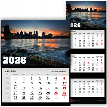 Obraz TRÍDÍLNÝ KALENDÁŘ 2026 NA ZEĎ | DÁREK DEKORACE DO KANCELÁŘE STYLOVÝ MÓDNÍ
