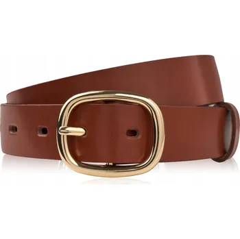 Opasek Pásek dámský kožený 110 cm ke kalhotám hnědý lícový se zlatou sponou