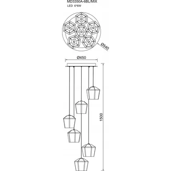 LED závěsné svítidlo 6x6W COLORE MD3350A-6BL/MIX Zuma Line