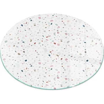 Krbová kamna Ozdobná skleněná deska pod kamna, krbová kamna, vzor s drobnými tvary ⌀ 60 cm