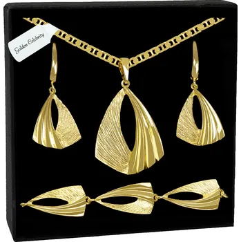 Souprava šperků SADA ŠPERKŮ ZLATÝ ŘETÍZEK + PŘÍVĚSEK 925 NÁRAMEK NÁUŠNICE 45 CM