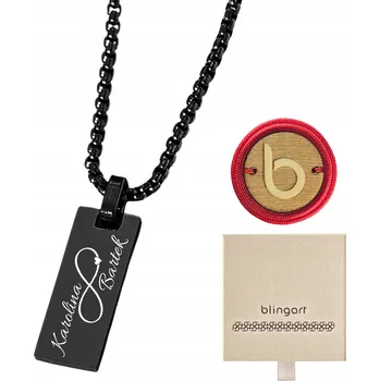 Náhrdelník Pánský náhrdelník s gravírováním, chirurgická ocel, černý – jako dárek BLINGART