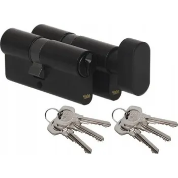 Vložka do dveří Vložka s knoflíkem 50/50 + 50G/50 patentová cylindrická vložka do dveří černá sada 6 klíčů