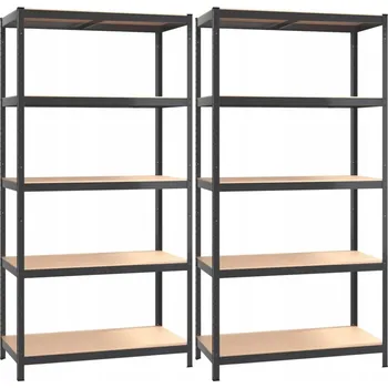 Dílenský regál Antracitový regál s ocelovými rámy a nastavitelnými policemi, 90x40x180 cm