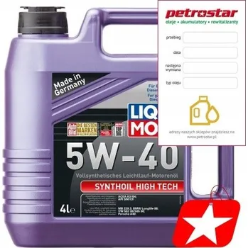 Motorový olej LIQUI MOLY SYNTHOIL HIGH TECH 5W40 4L