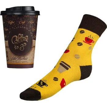 Ponožky Káva v dárkovém balení Hnědá,Žlutá BX1000880 - 43-46