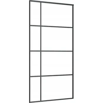 Interiérové dveře Posuvné dveře s matným ESG sklem a hliníkovým rámem, černé, 102,5x205 cm