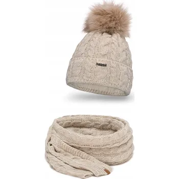 Čepice PaMaMi sada: čepice a šála, univerzální velikost, béžová