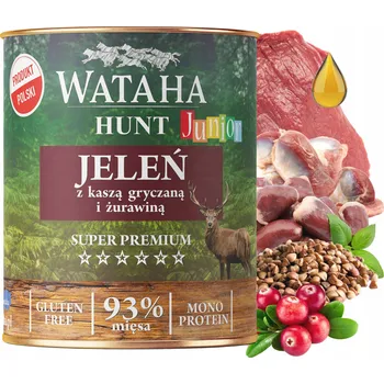 Krmivo pro psa WATAHA HUNT Junior krmivo mokrá pro štěňata Jelen se Brusinkami a Pórkem 800g