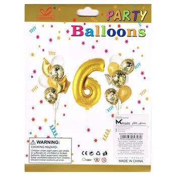 Set školních potřeb Zestaw balonów, cyfra 6, wys. 30-60cm, 16 szt. BSC-538-6