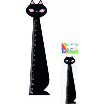 pravítka FIORELLO Dřevěné pravítko 15 cm černá kočka