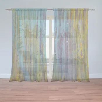 Záclona Sablio Záclony Dřevěná abstrakce: 2ks 150x250cm