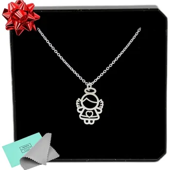 Náhrdelník Stříbrný náhrdelník s andělem, ANDĚL, jako dárek KŘEST, SVATÉ PŘIJÍMÁNÍ řetízek