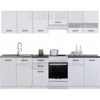 Kuchyňská linka Kuchyňská linka Laclar 7 prvků, bílý lesk s deskami Dark