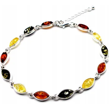 Náramek Náramek s jantarem Biżuteria Front stříbrný ryzost 925 22 cm