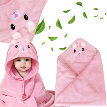 Velká osuška s kapucí pro děti a kojence - Růžový králíček