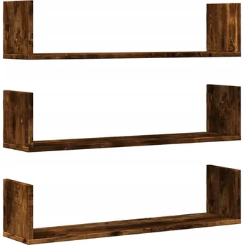 police Nástěnné police, 3 ks, kouřový dub, 80x18x18 cm