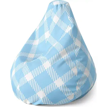 Sedací pytel Sablio Sedací vak Pear Modrobílé čtverce - 140 x 100 x 25 cm