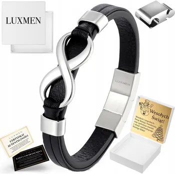 Náramek Pánský náramek kožený nekonečno stříbrný gravírování nastavitelný dárek