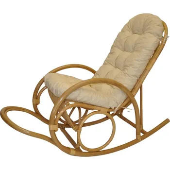 Křeslo Axin Trading Ratanové houpací křeslo Jenaira medové s polstrem Polstr: Světle béžový melír