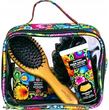 Kosmetická taška Cestovní kosmetická taštička Folkstar sada péče o pleť, motivy z Łowicze, černá