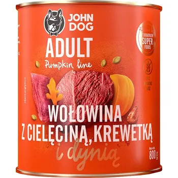 Krmivo pro psa JOHN DOG DÝNĚ HOVĚZÍ TELECÍ KREVETA 800G