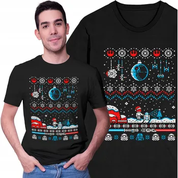 Pánské tričko Tričko Vánoční T-shirt Star Wars Hvězda Smrti Vader Jedi