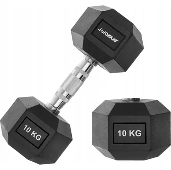 Závaží Hex 10 KG ENERO FIT Šestihranná gumová činka pro domácí posilovnu