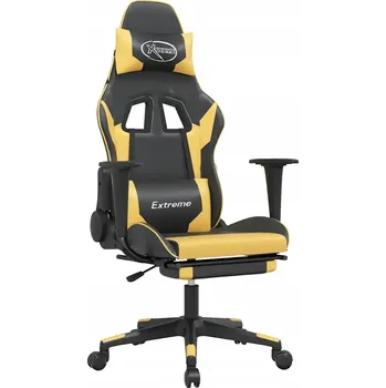 Herní příslušenství Herní Křeslo s Masáží a Nastavením, Černo-Zlaté, 67x58x(118-128)cm