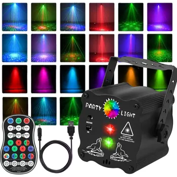 Projekční technika LASEROVÝ PROJEKTOR STROBOSKOP SCÉNICKÝ DISCO 3D REFLEKTOR LED RGB + DÁLKOVÉ OVLÁDÁNÍ