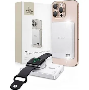 Powerbanka TECH-PROTECT POWERBANK PB33 LIFEMAG 5000mAh MAGSAFE STŘÍBRNÁ
