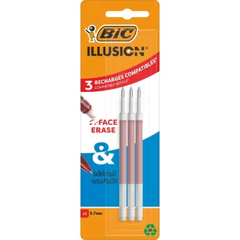 Náplň Bic Illusion Gel Červená, balení 3 ks. PAPÍRNICTVÍ