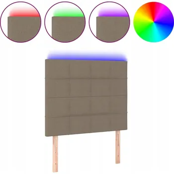 VidaXL Čelo postele s LED, šedohnědá (taupe), 80x5x118/128 cm, látka