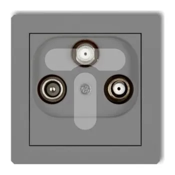 Elektrická zásuvka DECO Anténní zásuvka 2xSAT + TV šedá matná 27DGSN