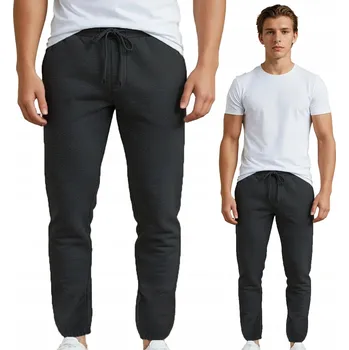 Pánské kalhoty Klasické pánské Teplákové Kalhoty bavlněné, se stahováním v pase, grafitové, velikost L