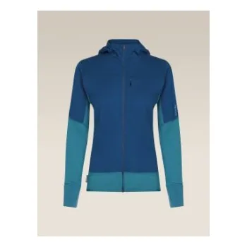 Icebreaker Wom Mer 300 RealFleece Desc LS Zip Hoo, TOPAZ/ATLANTIS/CB
