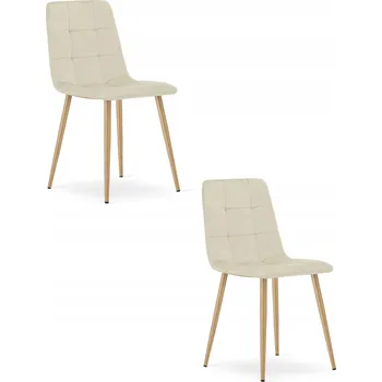 Jídelní židle ŽIDLE DO OBÝVÁKU JÍDELNY KARA světle béžová samet nohy barva dřeva 2 ks