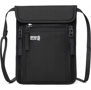 CESTOVNÍ TAŠKA NA KRK S RFID BLOKOVÁNÍM, POUZDRO NA DOKLADY, PROTIKRÁDEŽOVÁ