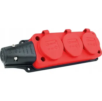 Elektrická zásuvka Hermetická prodlužovací zásuvková lišta TP Electric, červená