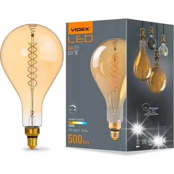 Žárovka LED žárovka E27 Filament 8W stmívatelná Videx 500lm 32cm VELKÁ teplá bílá