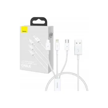 Datový kabel Baseus datový kabel USB na Type-C Lightning Micro-USB 3.5A 0.5m bílý