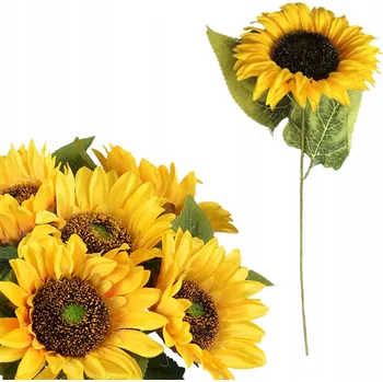 umělá květina UMĚLÁ SLUNEČNICE ŽLUTÁ 1 Ks. UMĚLÉ KVĚTY DEKORACE KYTICE DO VÁZY 38 Cm