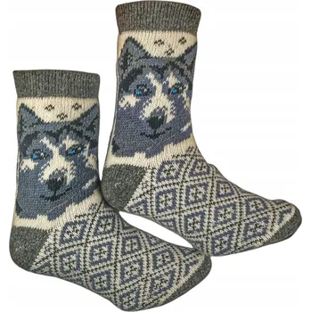 Pánské ponožky PONOŽKY VLNĚNÉ TEPLÉ SILNÉ NEKOUSAVÉ 38-42 HUSKY ECRU