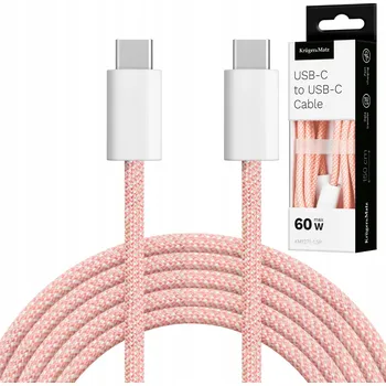 Datový kabel Kabel Kruger&Matz USB-C - USB-C 1,5 m růžový