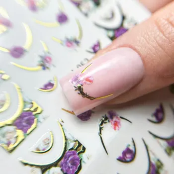 Samolepky na nehty, samolepicí, květiny CM-052