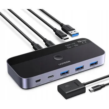 Switch UGREEN SWITCH USB-C ŠEDÝ PŘEPÍNAČ PRO 4 ZAŘÍZENÍ, PŘENOS 10 GB/S
