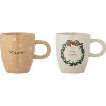 Vánoční hrnek JOLINA 2 ks béžová sada hrnků BLOOMINGVILLE