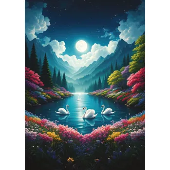 Dětské zboží ART PUZZLE Puzzle Labutí jezero v měsíčním světle 500 dílků